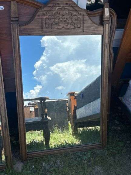 Pair of Carved Wood Framed Mirrors