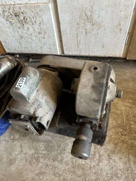 KO Lee spiral grinding fixture and a pan of grease guns and misc tools