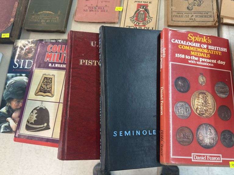 Group of Various Books including SID, Military, Pistol, Seminole, Spink's Catalogue of British Commemorative Medals image
