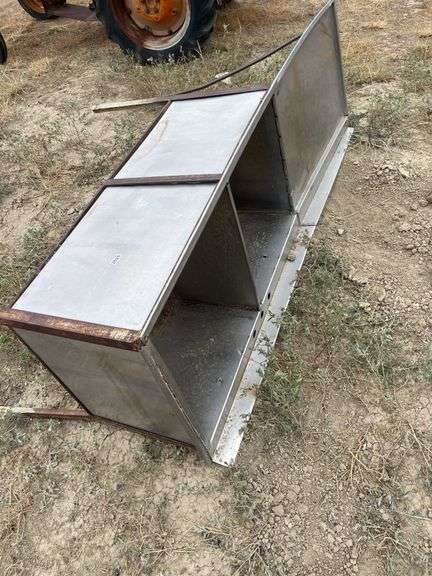 Stainless steel double sink.