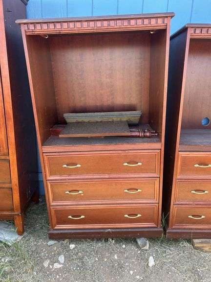 Matching Pair of Wooden Storage Cabinets with Drawers