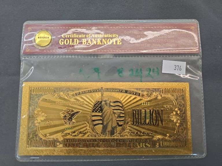 COA: Laboratory Test Report- Gold Banknote, 99.9% Pure 24k Gold image
