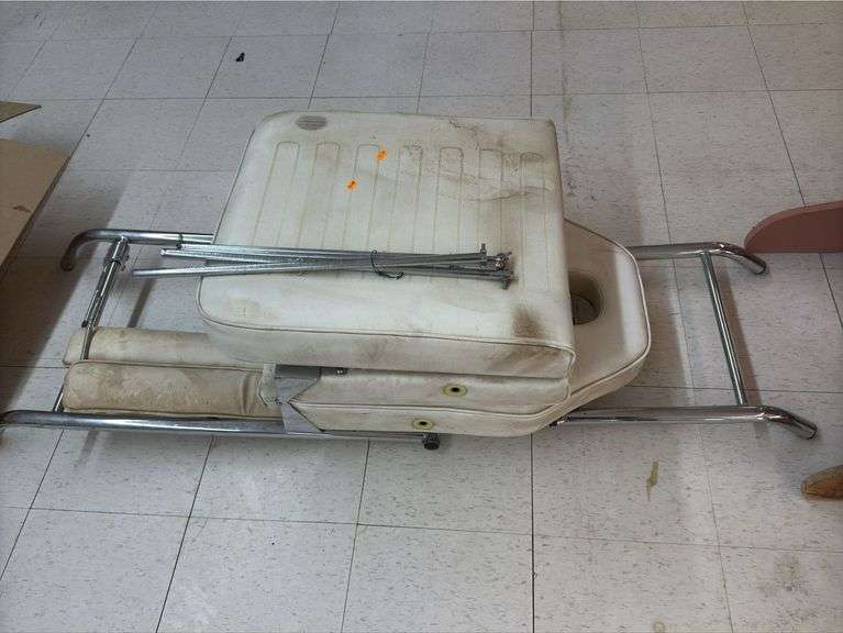 Vintage Folding Boat Seat – Chrome Frame with Vinyl Padding image