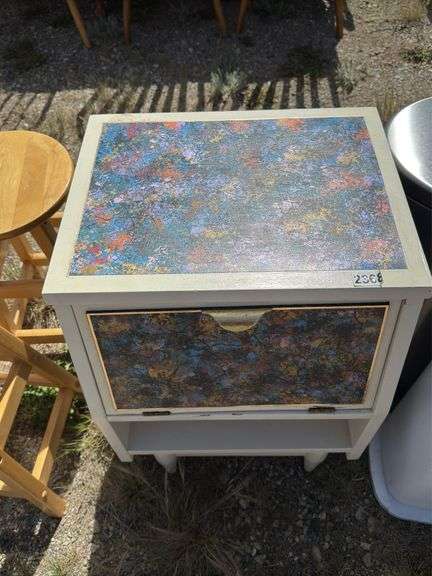 Painted Bedside Table with Drawer and Shelf