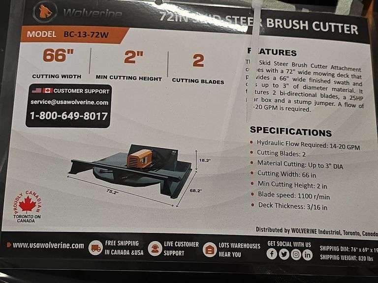 New Wolverine Skid Steer Brush Cutter Attachment