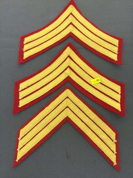 Three US Marine Corps Sergeant Rank Chevrons