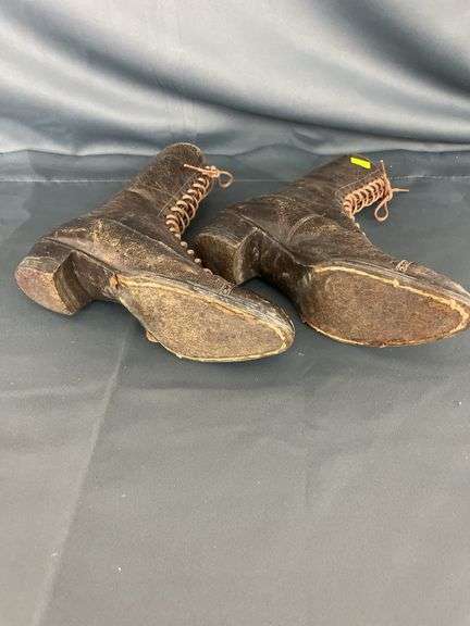 Pair of Brown Leather Lace-Up Boots