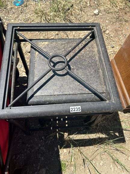 Metal End Table with Stone Top