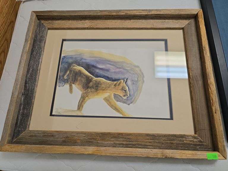 David Wolfe "Mountain Lion" Water Color Framed Art image