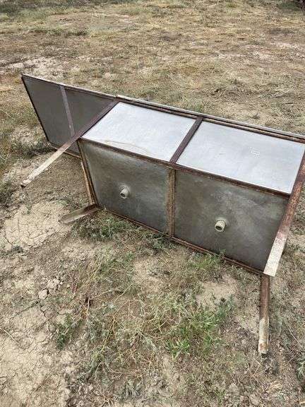 Stainless steel double sink.