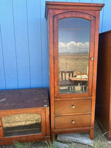 Three-Piece Entertainment Center with Glass Door Cabinets