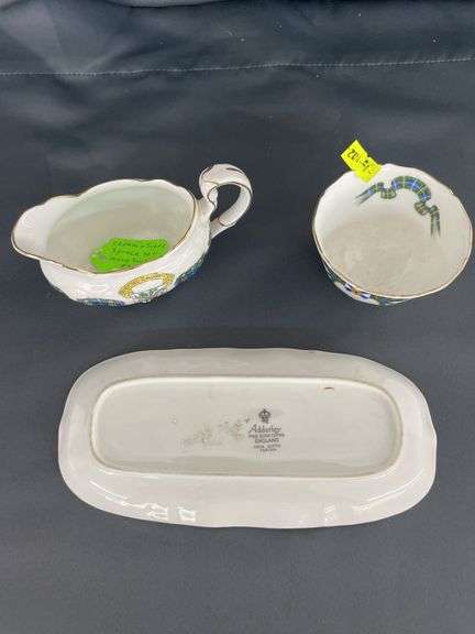 Adderley Fine Bone China Cream, Sugar, and Tray Set - Tartan