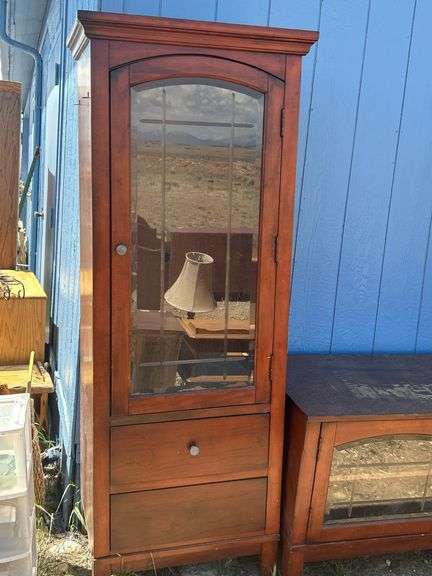 Three-Piece Entertainment Center with Glass Door Cabinets
