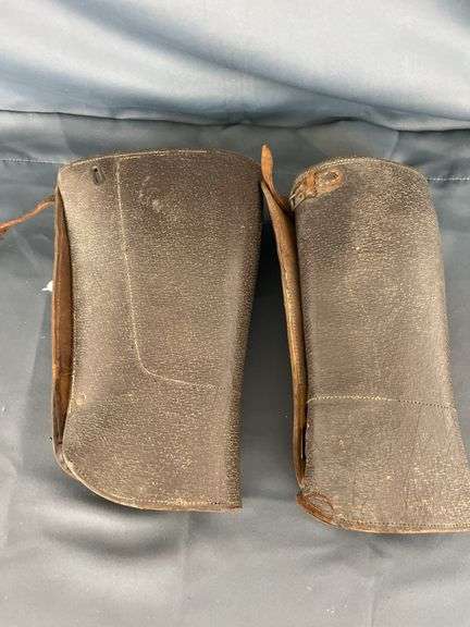 Pair of Leather Equestrian Leg Guards or Gaiters