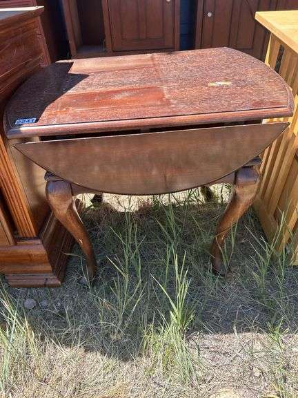 Small Wood Drop Leaf Table with Cabriole Legs