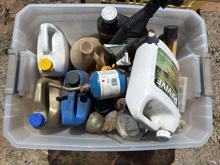 Basket of Wheels and Container of Various Sprays and Containers