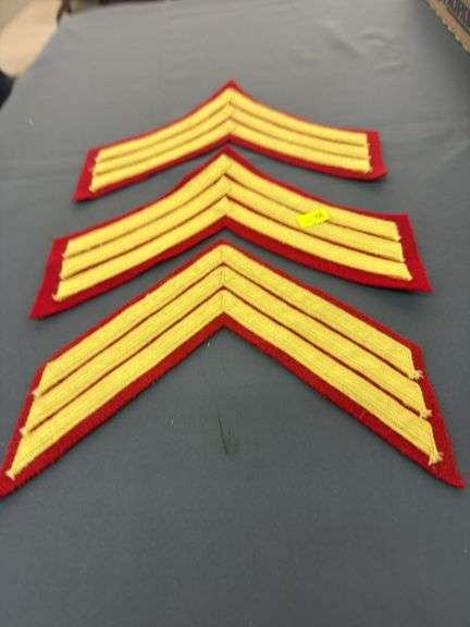 Three US Marine Corps Sergeant Rank Chevrons