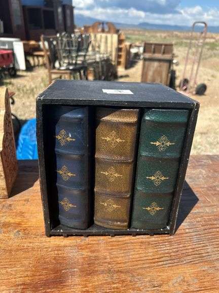 Mixed Box Lot with Wooden Desk Organizer and Decorative Faux Book Box