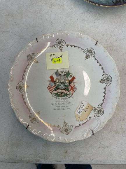 WWI Era Souvenir Plate - S.K. Schlegel Reading PA