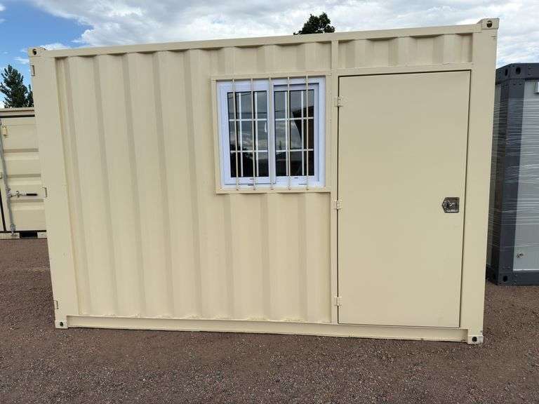 12 foot shipping container office single use with side door and window image