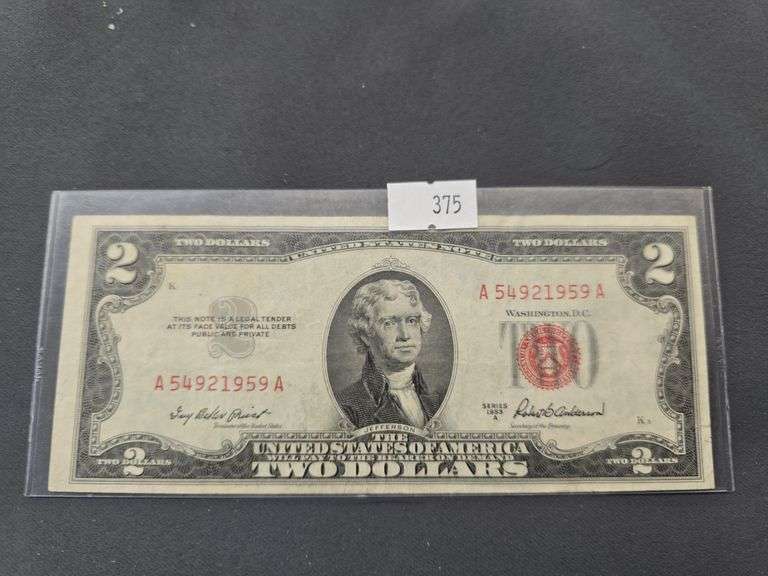 1953 series red seal Two dollar bill image