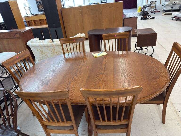 Oak table is six chairs image