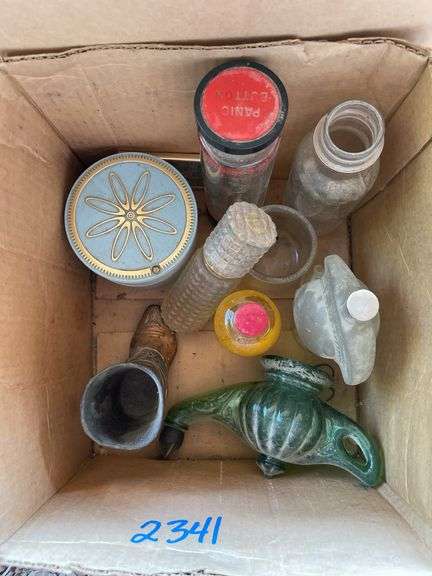 Miscellaneous Avon, cologne bottles, and box of glass bottles