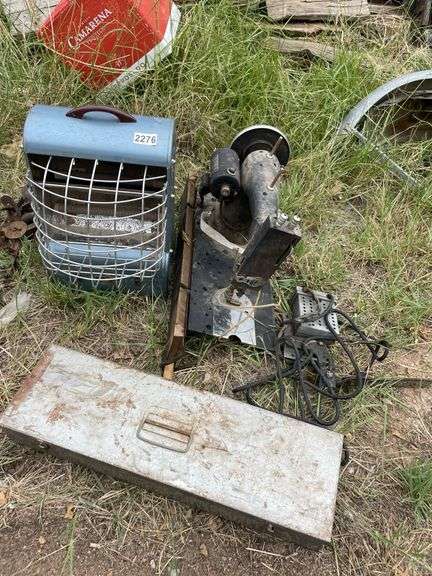 Vintage sewing machine, electrical space, heater, and metal box