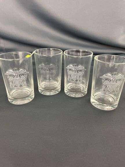 Set of Four U.S. Navy Crest Glasses