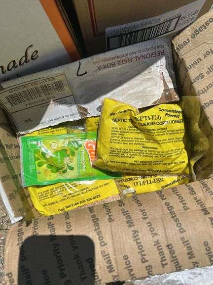 Mixed Lot: RV Antifreeze, Bleach, Septic Tank Cleaner, and Assorted Supplies