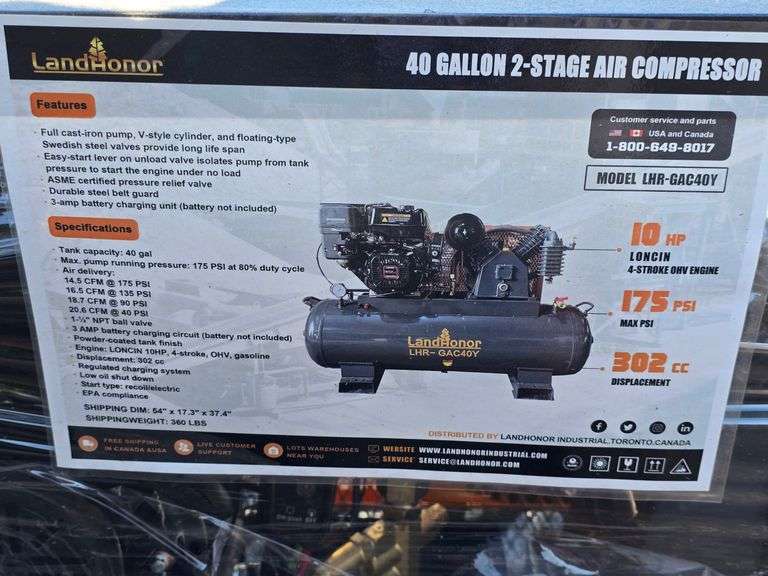 New Land Honor 40 Gallon 2-Stage Truck Mounted Air Compressor