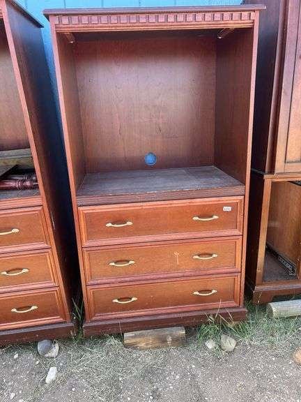 Matching Pair of Wooden Storage Cabinets with Drawers