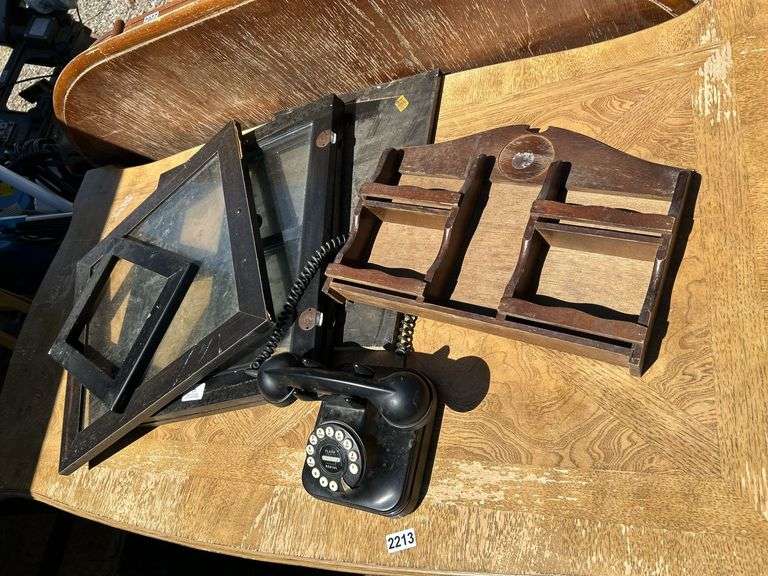 Ornate Desk with Rotary Phone and Frames