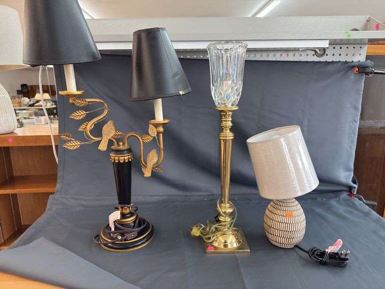 Three table lamps and shades image