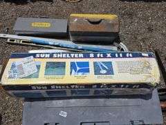 Sun Shelter 8ft x 11ft, Toolboxes, Level, and More