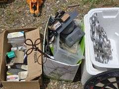 Mixed Lot: Metal Rings, Tools, Dartboard, Bar Stool, and More