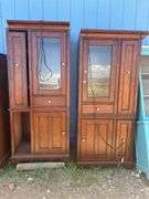 Pair of Wood Display Cabinets with Glass Doors