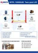 New IRTPL 10,000 LB Two Post Lift- Blue