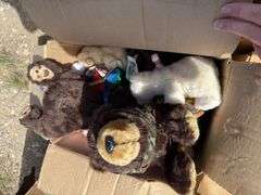 Box Lot: Stuffed Bears, Elephant Puppet, and Other Collectibles