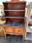 Wooden Hutch Table with Shelf and Drawer