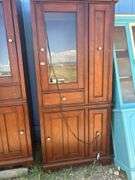 Pair of Wood Display Cabinets with Glass Doors