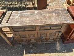 Rustic Wood Cabinet with Drawers and Doors