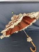Elegant Ruffled Parasol with Bamboo Handle