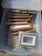 Assorted Picture Frames in Storage Container