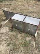 Stainless steel double sink.