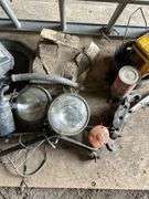 Miscellaneous auto parts, come along, crate and metal box