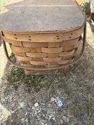 Woven Wood Picnic Basket with Lid