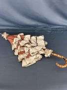 Elegant Ruffled Parasol with Bamboo Handle