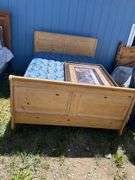 Queen Wooden Bed Frame with Mattress
