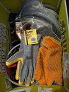 Boxes of Assorted Hardware, Gloves, and Wire Brushes